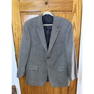 VTG Chaps Ralph Lauren Blazer Mens 44L Gray Wool Herringbone Sport Coat